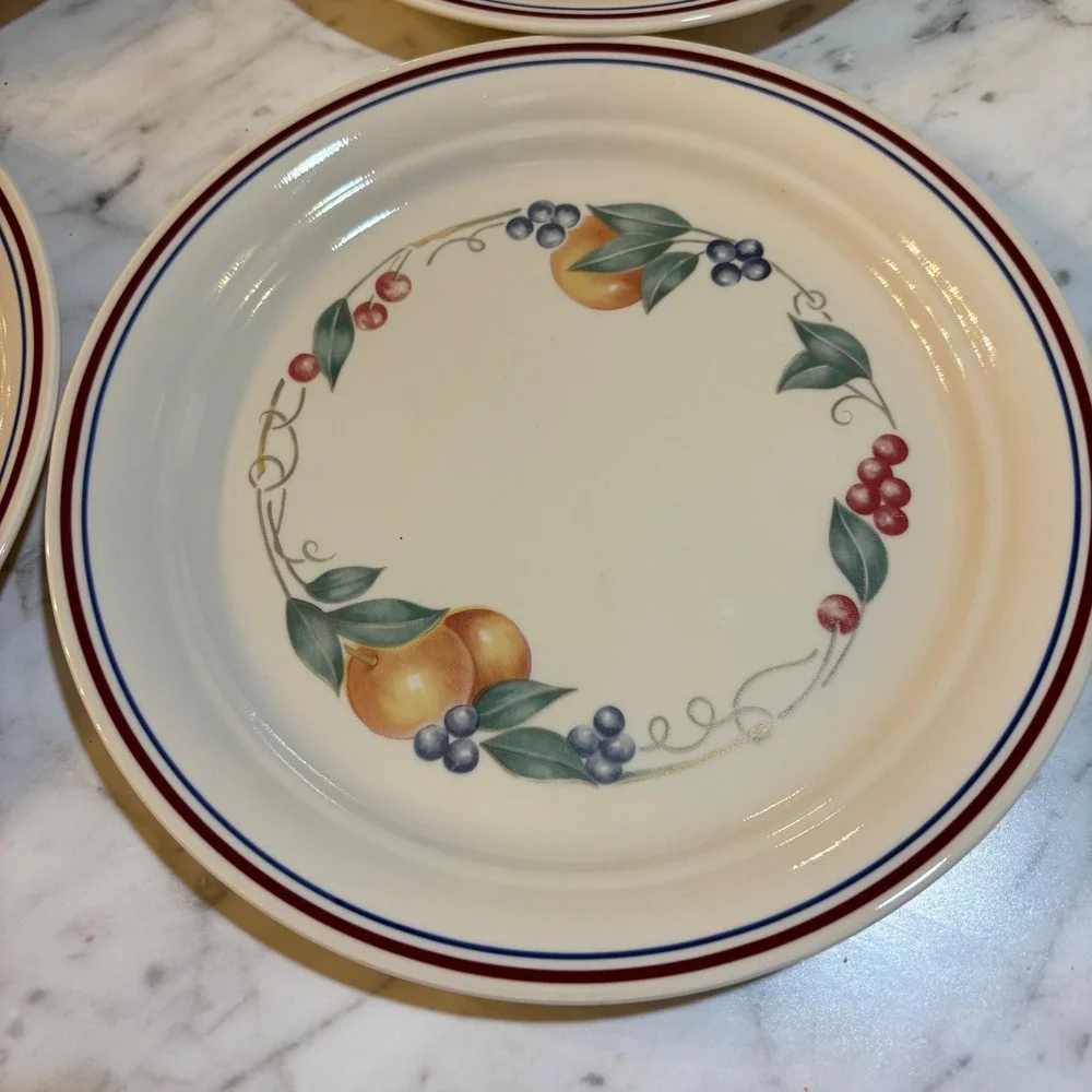 Corelle Abundance Salad Plates Set of 4 Fruit Harvest Vitrelle Made in USA Vint.